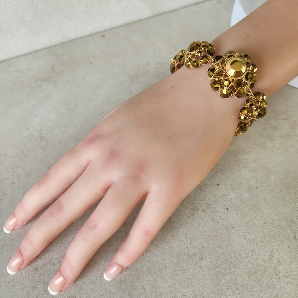 Kate Spade New York RARE Gold Cluster Rhinestone Beaded Statement Bracelet - Picture 3 of 9